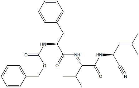 (2S)-2-[[N-[N-(Benzyloxycarbonyl)-L-phenylalanyl]-L-valyl]amino]-4-methylpentanenitrile Struktur