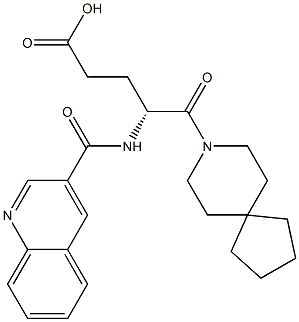 (R)-4-(3-Quinolinylcarbonylamino)-5-oxo-5-(8-azaspiro[4.5]decan-8-yl)valeric acid Struktur