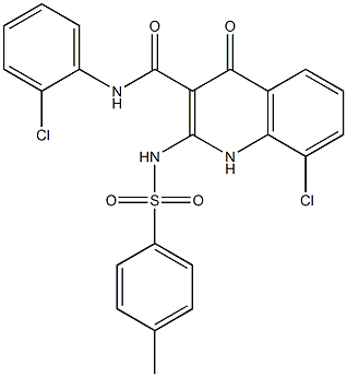 1,4-Dihydro-8-chloro-N-(2-chlorophenyl)-2-(4-methylphenylsulfonylamino)-4-oxoquinoline-3-carboxamide Struktur