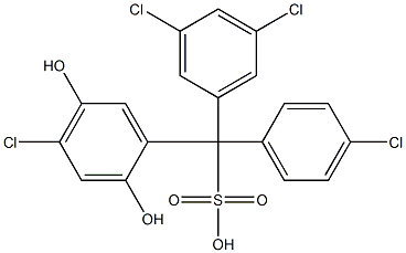 (4-Chlorophenyl)(3,5-dichlorophenyl)(4-chloro-2,5-dihydroxyphenyl)methanesulfonic acid Struktur