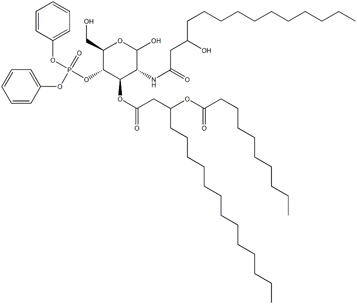 4-O-(Diphenoxyphosphinyl)-3-O-[3-(decanoyloxy)palmitoyl]-2-[(3-hydroxymyristoyl)amino]-2-deoxy-D-glucopyranose Struktur