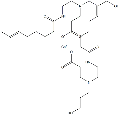 Bis[3-[N-(3-hydroxypropyl)-N-[2-(6-octenoylamino)ethyl]amino]propionic acid]calcium salt Struktur