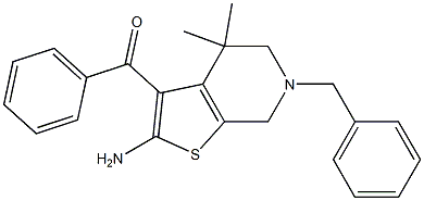 2-Amino-3-benzoyl-4,5,6,7-tetrahydro-4,4-dimethyl-6-benzylthieno[2,3-c]pyridine Struktur