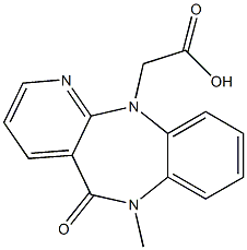 5,6-Dihydro-6-methyl-5-oxo-11H-pyrido[2,3-b][1,5]benzodiazepine-11-acetic acid Struktur