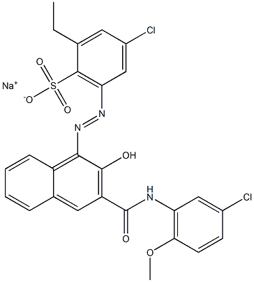 4-Chloro-2-ethyl-6-[[3-[[(3-chloro-6-methoxyphenyl)amino]carbonyl]-2-hydroxy-1-naphtyl]azo]benzenesulfonic acid sodium salt Struktur