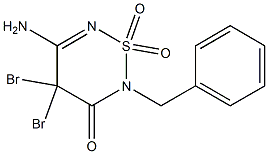 5-Amino-2-benzyl-4,4-dibromo-2H-1,2,6-thiadiazin-3(4H)-one 1,1-dioxide Struktur