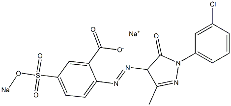 2-[1-(m-Chlorophenyl)-3-methyl-5-oxo-2-pyrazolin-4-ylazo]-5-sodiooxysulfonylbenzoic acid sodium salt Struktur