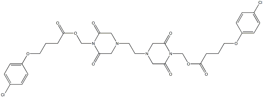 4,4'-Ethylenebis(2,6-dioxopiperazine-1-methanol)bis[4-(4-chlorophenoxy)butyrate] Struktur