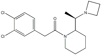 1-[(3,4-Dichlorophenyl)acetyl]-2-[(1R)-1-(1-azetidinyl)ethyl]piperidine Struktur