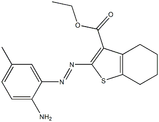 4,5,6,7-Tetrahydro-2-(2-amino-5-methylphenylazo)benzo[b]thiophene-3-carboxylic acid ethyl ester Struktur