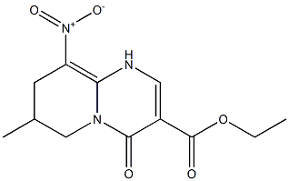 9-Nitro-7-methyl-4-oxo-1,6,7,8-tetrahydro-4H-pyrido[1,2-a]pyrimidine-3-carboxylic acid ethyl ester Struktur