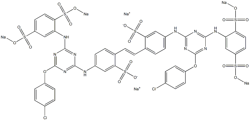 4,4'-Bis[4-(p-chlorophenoxy)-6-[2,5-di(sodiosulfo)anilino]-1,3,5-triazin-2-ylamino]-2,2'-stilbenedisulfonic acid disodium salt Struktur