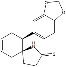 (5S,10S)-10-(1,3-Benzodioxol-5-yl)-1-azaspiro[4.5]dec-7-ene-2-thione Struktur