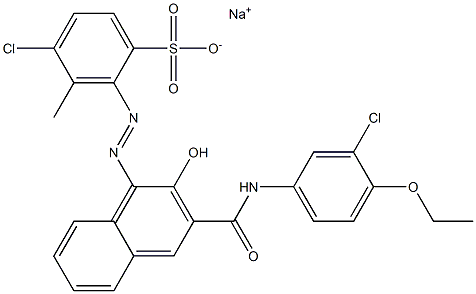 4-Chloro-3-methyl-2-[[3-[[(3-chloro-4-ethoxyphenyl)amino]carbonyl]-2-hydroxy-1-naphtyl]azo]benzenesulfonic acid sodium salt Struktur