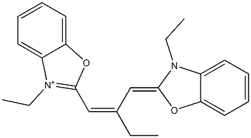 2-[2-[[3-Ethylbenzoxazole-2(3H)-ylidene]methyl]-1-butenyl]-3-ethylbenzoxazole-3-ium Struktur