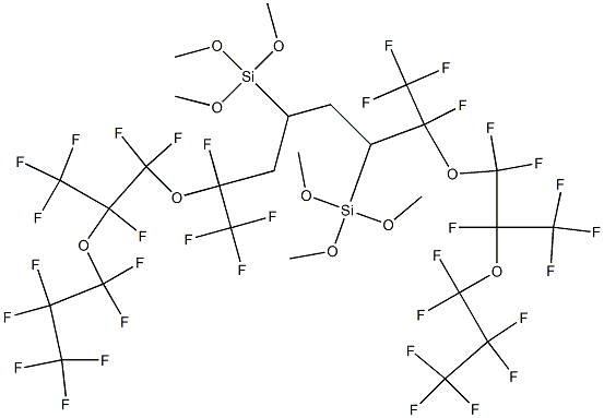 1,1,1,2,2,3,3,5,6,6,8,13,15,15,16,18,18,19,19,20,20,20-Docosafluoro-5,8,13,16-tetrakis(trifluoromethyl)-9,11-bis(trimethoxysilyl)-4,7,14,17-tetraoxaicosane Struktur