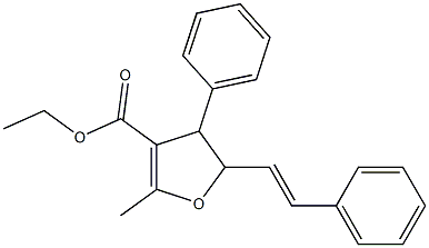 4,5-Dihydro-2-methyl-4-phenyl-5-(2-phenylethenyl)furan-3-carboxylic acid ethyl ester Struktur