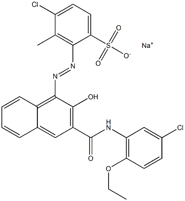 4-Chloro-3-methyl-2-[[3-[[(3-chloro-6-ethoxyphenyl)amino]carbonyl]-2-hydroxy-1-naphtyl]azo]benzenesulfonic acid sodium salt Struktur