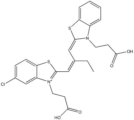 3-(2-Carboxyethyl)-2-[2-[[3-(2-carboxyethyl)benzothiazol-2(3H)-ylidene]methyl]-1-butenyl]-5-chlorobenzothiazolium Struktur