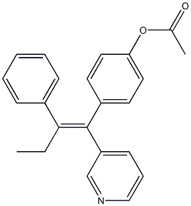 (E)-2-Phenyl-1-(4-acetoxyphenyl)-1-(3-pyridinyl)-1-butene Struktur