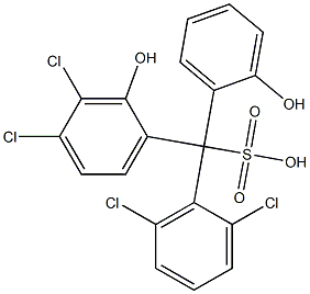 (2,6-Dichlorophenyl)(3,4-dichloro-2-hydroxyphenyl)(2-hydroxyphenyl)methanesulfonic acid Struktur