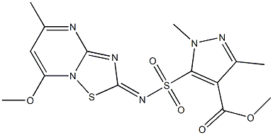 1,3-Dimethyl-5-[(7-methoxy-5-methyl-2H-[1,2,4]thiadiazolo[2,3-a]pyrimidin-2-ylidene)sulfamoyl]-1H-pyrazole-4-carboxylic acid methyl ester Struktur