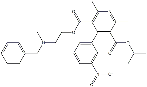 2,6-Dimethyl-4-(3-nitrophenyl)pyridine-3,5-dicarboxylic acid 3-(1-methylethyl)5-[2-[methyl(phenylmethyl)amino]ethyl] ester Struktur