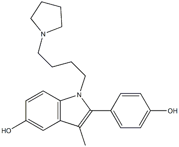 2-(4-Hydroxyphenyl)-3-methyl-1-[4-(1-pyrrolidinyl)butyl]-1H-indol-5-ol Struktur