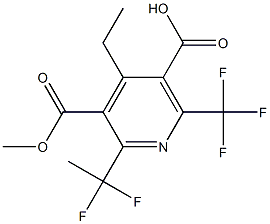 6-(Trifluoromethyl)-2-(1,1-difluoroethyl)-4-ethylpyridine-3,5-di(carboxylic acid methyl) ester Struktur