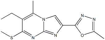 2-(5-Methyl-1,3,4-oxadiazol-2-yl)-6-ethyl-5-methyl-7-methylthioimidazo[1,2-a]pyrimidine Struktur