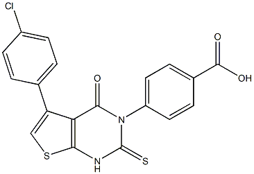 4-[(1,2,3,4-Tetrahydro-5-(4-chlorophenyl)-4-oxo-2-thioxothieno[2,3-d]pyrimidin)-3-yl]benzoic acid Struktur