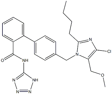 4'-[(2-Butyl-4-chloro-5-methoxymethyl-1H-imidazol-1-yl)methyl]-N-(1H-tetrazol-5-yl)-1,1'-biphenyl-2-carboxamide Struktur