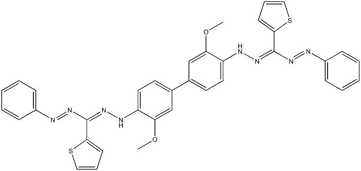 1,1'-(3,3'-Dimethoxybiphenyl-4,4'-diyl)bis[3-(2-thienyl)-5-phenylformazan] Struktur