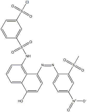 m-[5-Hydroxy-8-(2-methylsulfonyl-4-nitrophenylazo)-1-naphtylaminosulfonyl]benzenesulfonyl chloride Struktur