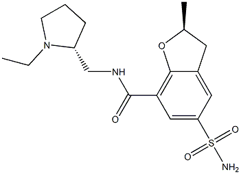 (S)-2,3-Dihydro-N-[[(2R)-1-ethyl-2-pyrrolidinyl]methyl]-2-methyl-5-sulfamoylbenzofuran-7-carboxamide Struktur