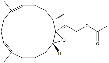 (1S,2R,3R,7E,11E)-2,3-Epoxy-1,7,11-trimethylcyclotetradeca-7,11-diene-2-ethanol acetate Struktur