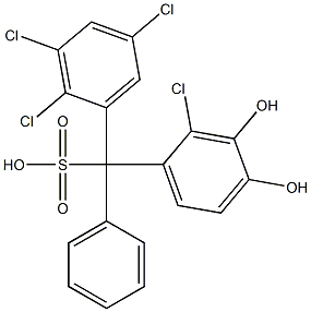 (2-Chloro-3,4-dihydroxyphenyl)(2,3,5-trichlorophenyl)phenylmethanesulfonic acid Struktur