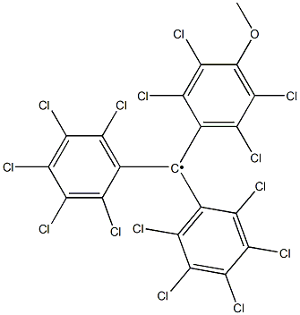 Bis(pentachlorophenyl)(4-methoxy-2,3,5,6-tetrachlorophenyl)methyl radical Struktur