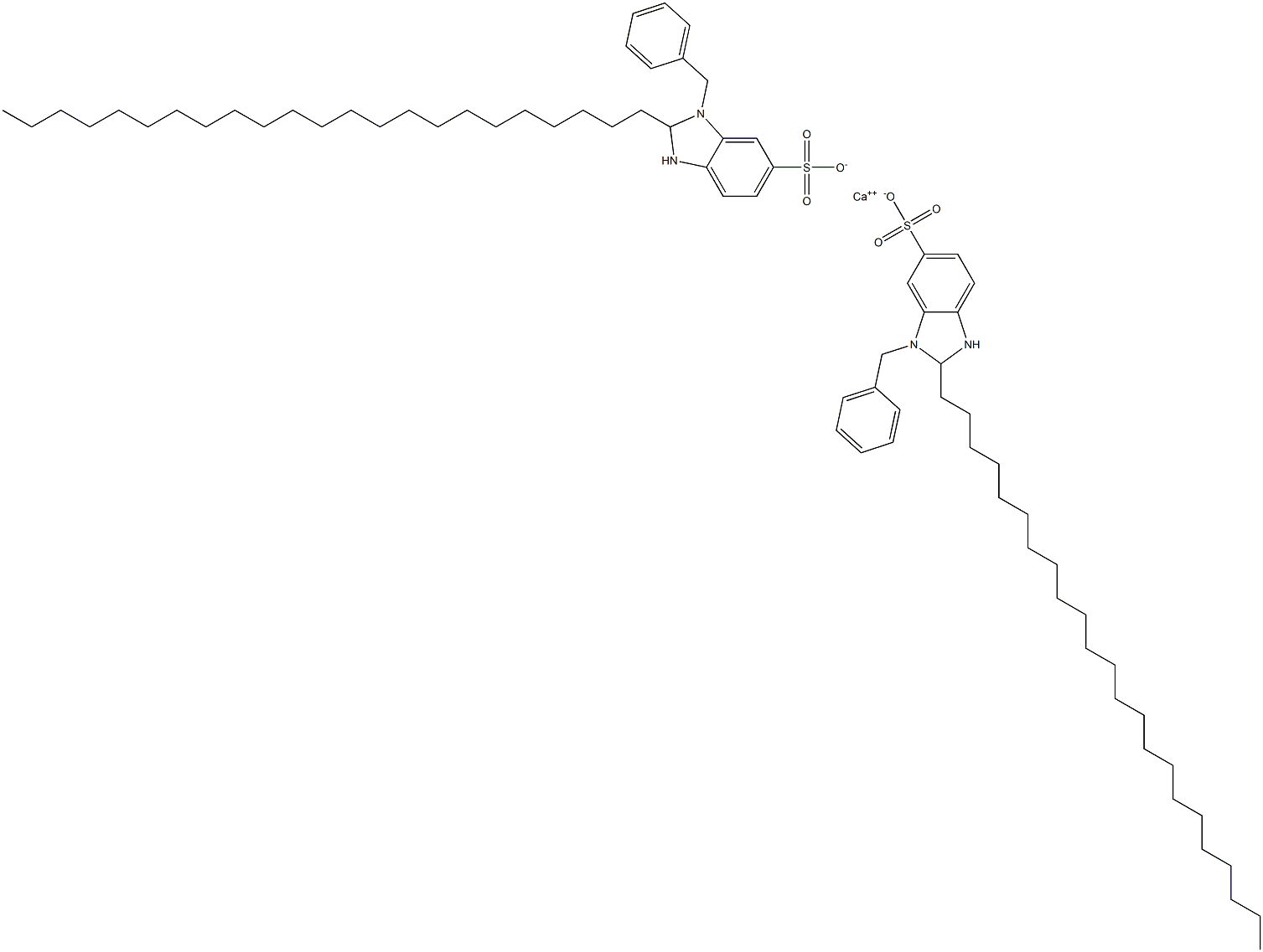 Bis(1-benzyl-2,3-dihydro-2-tricosyl-1H-benzimidazole-6-sulfonic acid)calcium salt Struktur