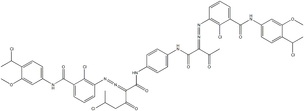 3,3'-[2-(1-Chloroethyl)-1,4-phenylenebis[iminocarbonyl(acetylmethylene)azo]]bis[N-[4-(1-chloroethyl)-3-methoxyphenyl]-2-chlorobenzamide] Struktur