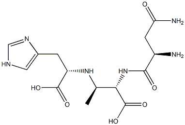 (2S,3R)-2-[(D-Asparaginyl)amino]-3-[[(1S)-2-(1H-imidazol-4-yl)-1-carboxyethyl]amino]butyric acid Struktur