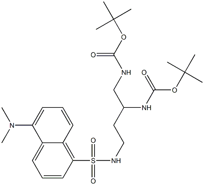 N,N'-Bis(tert-butoxycarbonyl)-N''-[5-(dimethylamino)naphthalen-1-ylsulfonyl]-1,2,4-butanetriamine Struktur