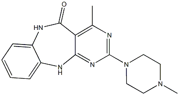 2-(4-Methyl-1-piperazinyl)-4-methyl-11H-pyrimido[4,5-b][1,5]benzodiazepin-5(6H)-one Struktur