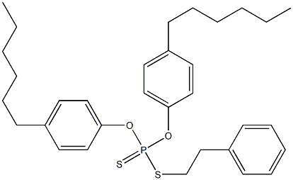 Dithiophosphoric acid O,O-bis(4-hexylphenyl)S-(2-phenylethyl) ester Struktur