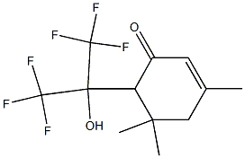 6-(2,2,2-Trifluoro-1-trifluoromethyl-1-hydroxyethyl)-3,5,5-trimethyl-2-cyclohexen-1-one Struktur