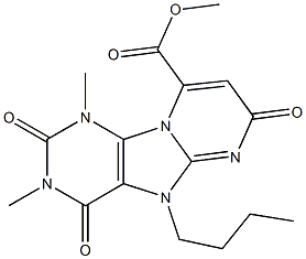 1,3-Dimethyl-2,4,7-trioxo-5-butyl-1,2,3,4,5,7-hexahydropyrimido[1,2-e]purine-9-carboxylic acid methyl ester Struktur