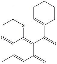 6-Methyl-2-[(1-methylethyl)thio]-3-[(1-cyclohexenyl)carbonyl]-2,5-cyclohexadiene-1,4-dione Struktur