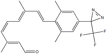 (2E,4Z,6E,8E)-9-[2,6-Dimethyl-4-(3-trifluoromethyl-3H-diazirin-3-yl)phenyl]-3,7-dimethyl-2,4,6,8-nonatetren-1-al Struktur