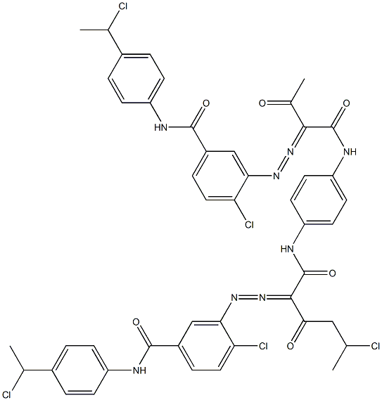 3,3'-[2-(1-Chloroethyl)-1,4-phenylenebis[iminocarbonyl(acetylmethylene)azo]]bis[N-[4-(1-chloroethyl)phenyl]-4-chlorobenzamide] Struktur