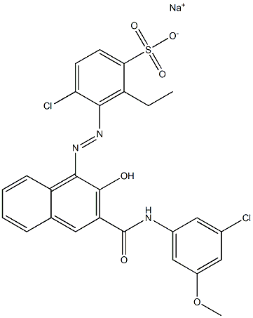 4-Chloro-2-ethyl-3-[[3-[[(3-chloro-5-methoxyphenyl)amino]carbonyl]-2-hydroxy-1-naphtyl]azo]benzenesulfonic acid sodium salt Struktur